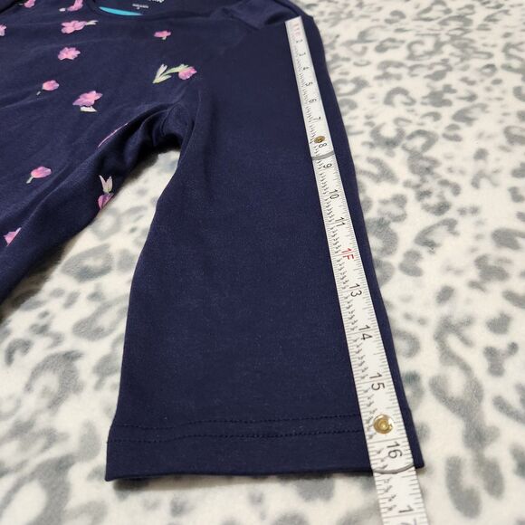 Blair Women Tunic Top Size Small Navy Blue Floral Stretch - Picture 5 of 10